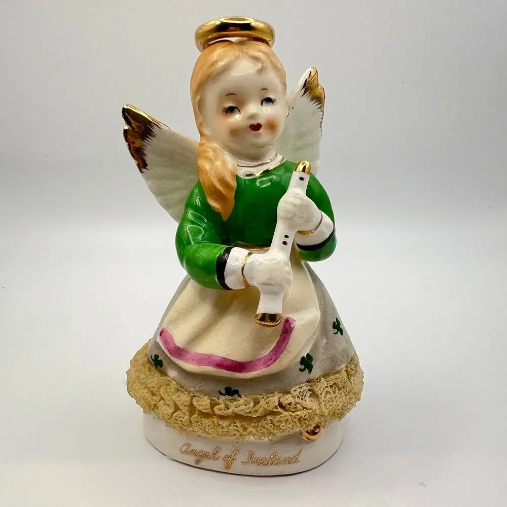Vintage 50s Art Gift Angel Of Ireland Figurine Porcelain Girl 1958 Japan 4.25